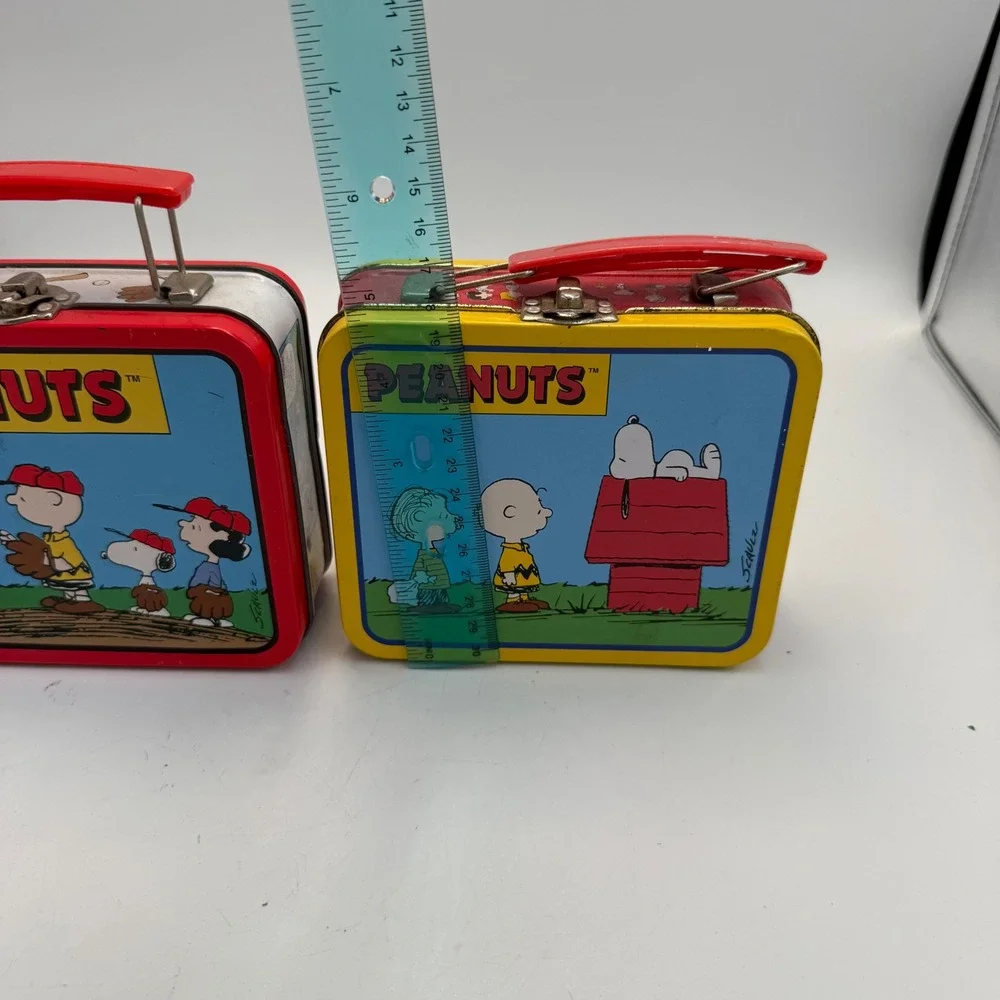 Peanuts Snoopy Charlie Brown Mini Tin Lunch Box Set of 2 Vintage Style Metal